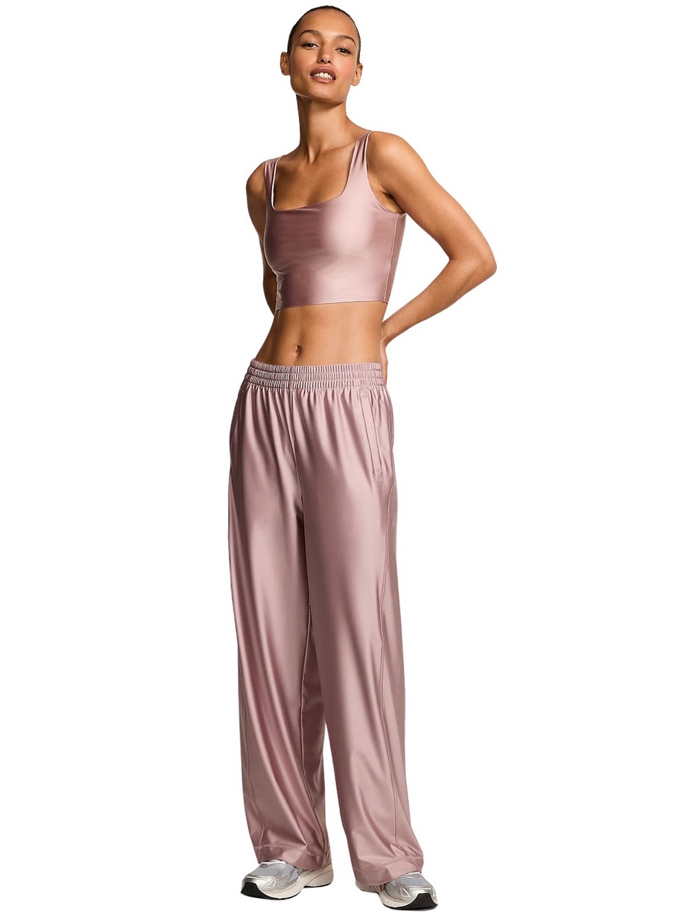 Victoria’s Secret L French Mauve VSX GlossyTech Wide Leg Pant